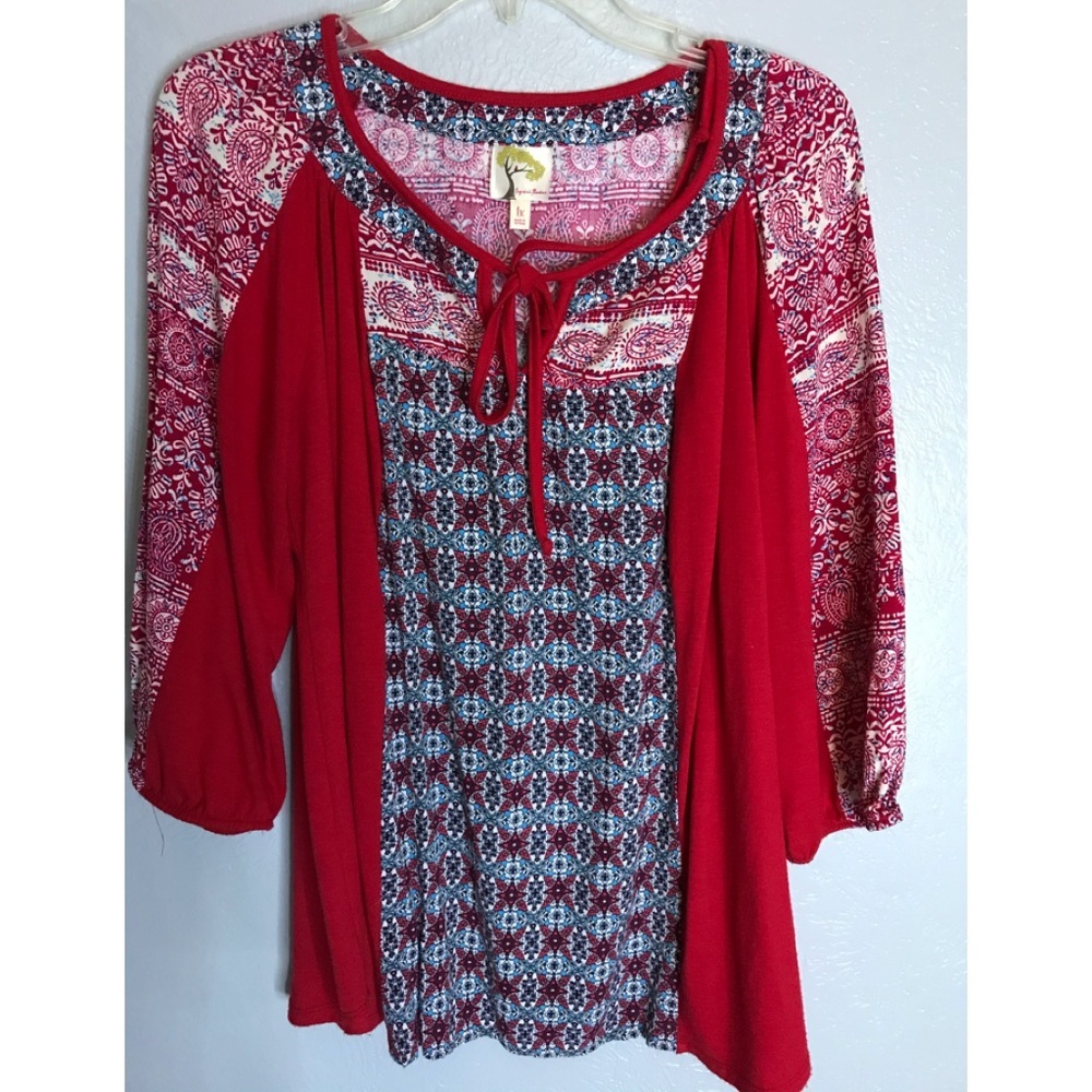 Fig and flower multi colored blouse top 1X